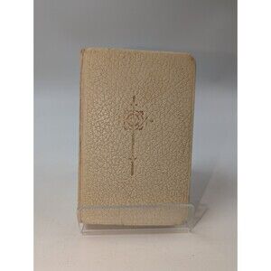 1947 Key of Heaven Catholic Prayer Book White Leather Pocket Missal VTG